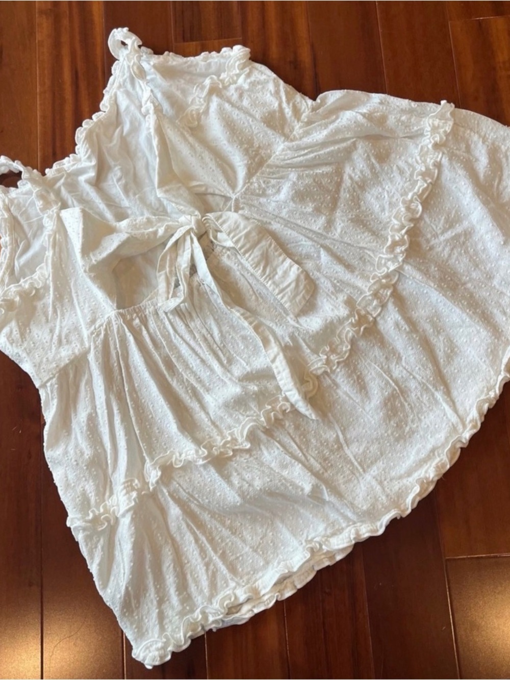 POL White Tank Top Babydoll Swiss Dot Tiered Tie Back Ruffle Boho New Plus 3XL - Picture 3 of 7